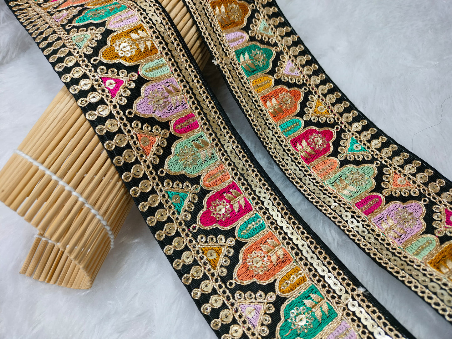 Black Fancy Embroidery Work Lace
