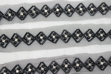 Black Embellished Handwork Lace Border