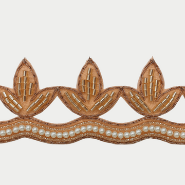 Peach Handwork Zardozi Scalloped Trim