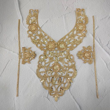 Handcrafted Gold Zardozi Neck Patch Set