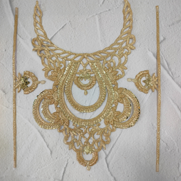 Handcrafted Gold Zardozi Neck Patch Set
