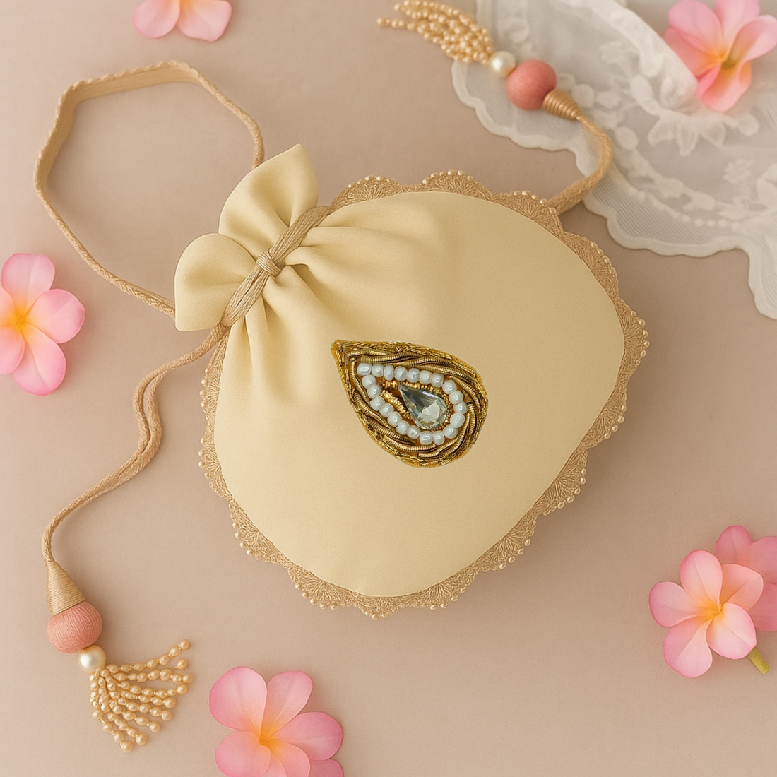 Vintage Antique Gold Drop Zardozi Patch