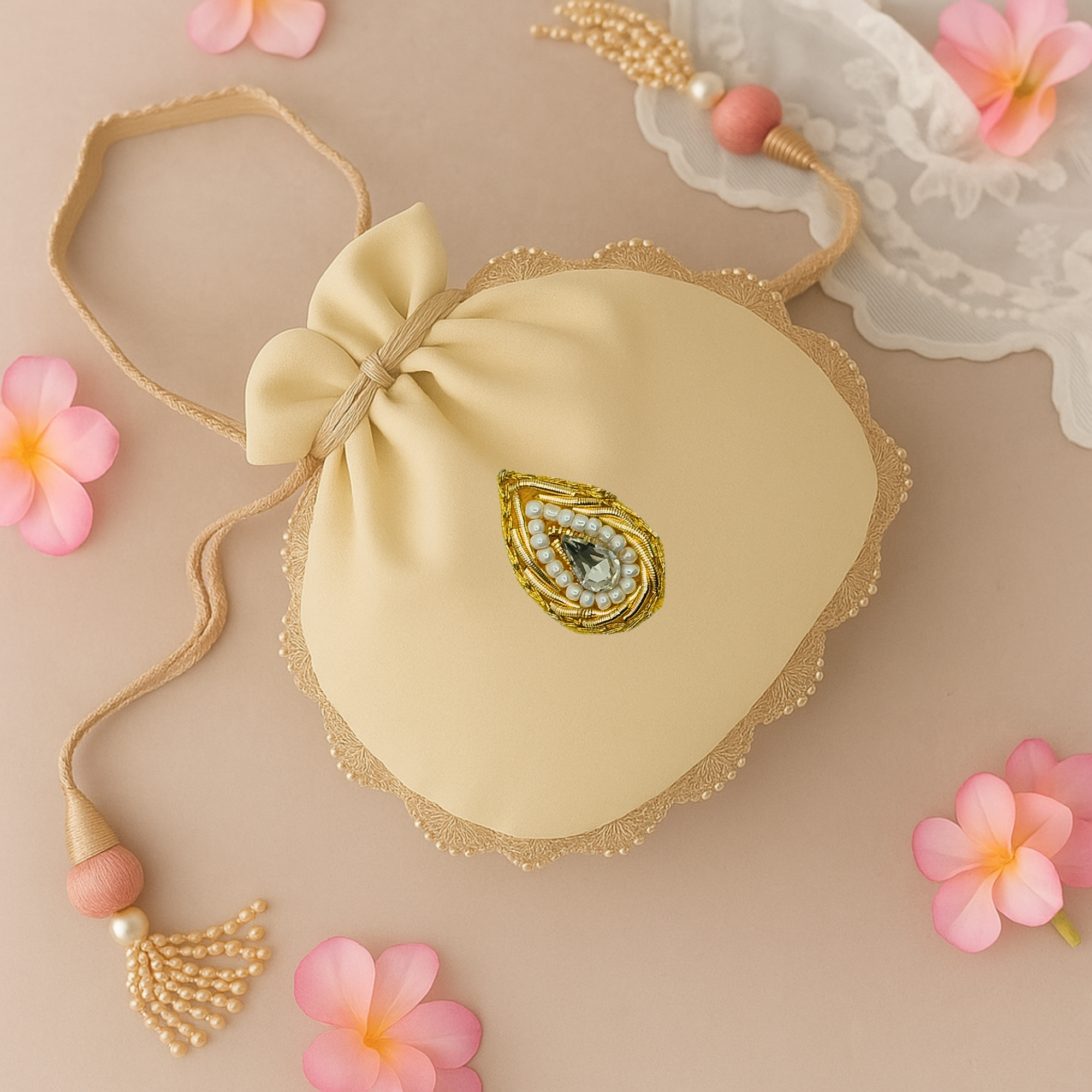 Radiant Golden Drop Zardozi Patch