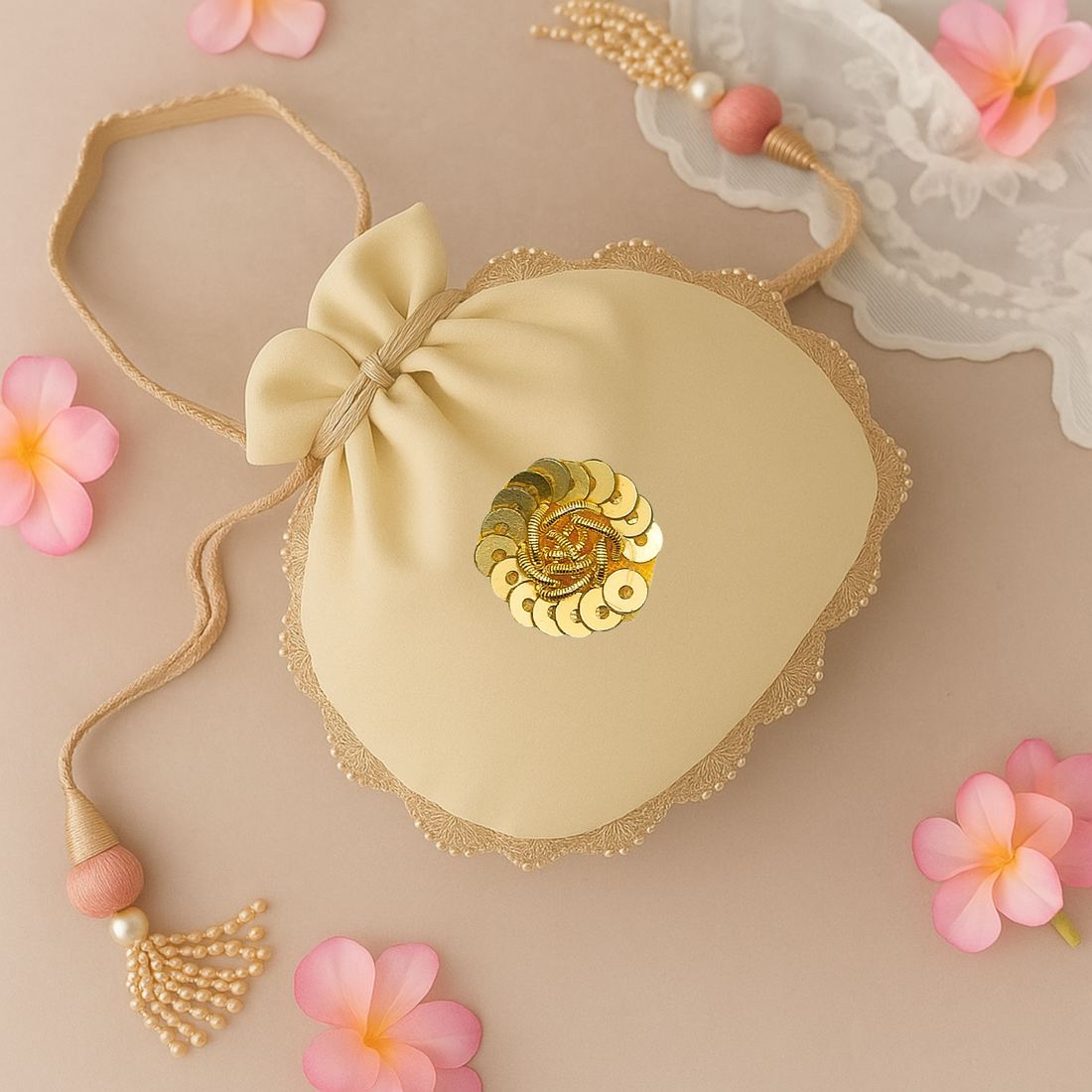 Radiant Golden Circular Sequin & Zardozi Patch