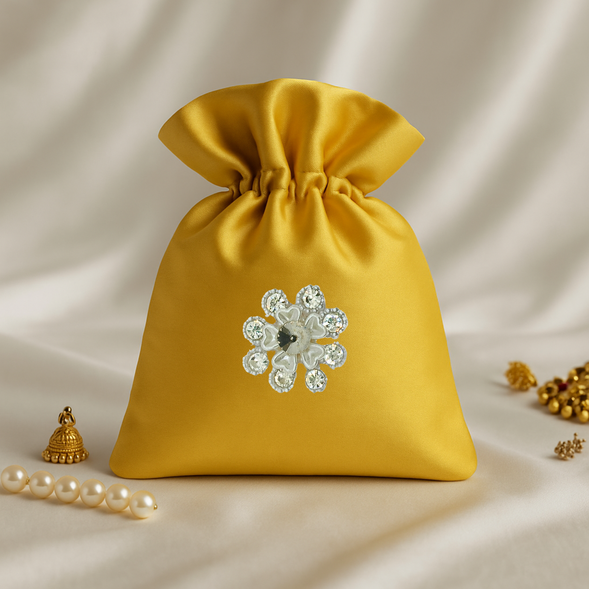 Elegant White Floral Zardozi Patch