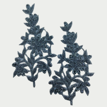 Handcrafted Grey Zardozi Patch (6-12 Pieces)