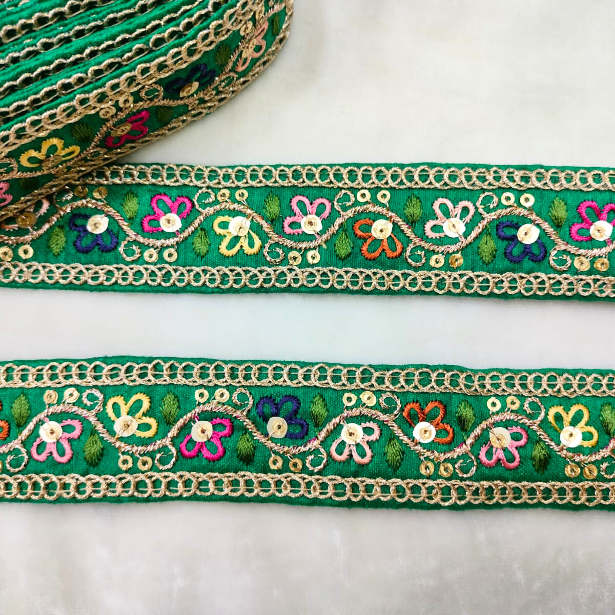 Vibrant Multicolor Floral Lace Trim