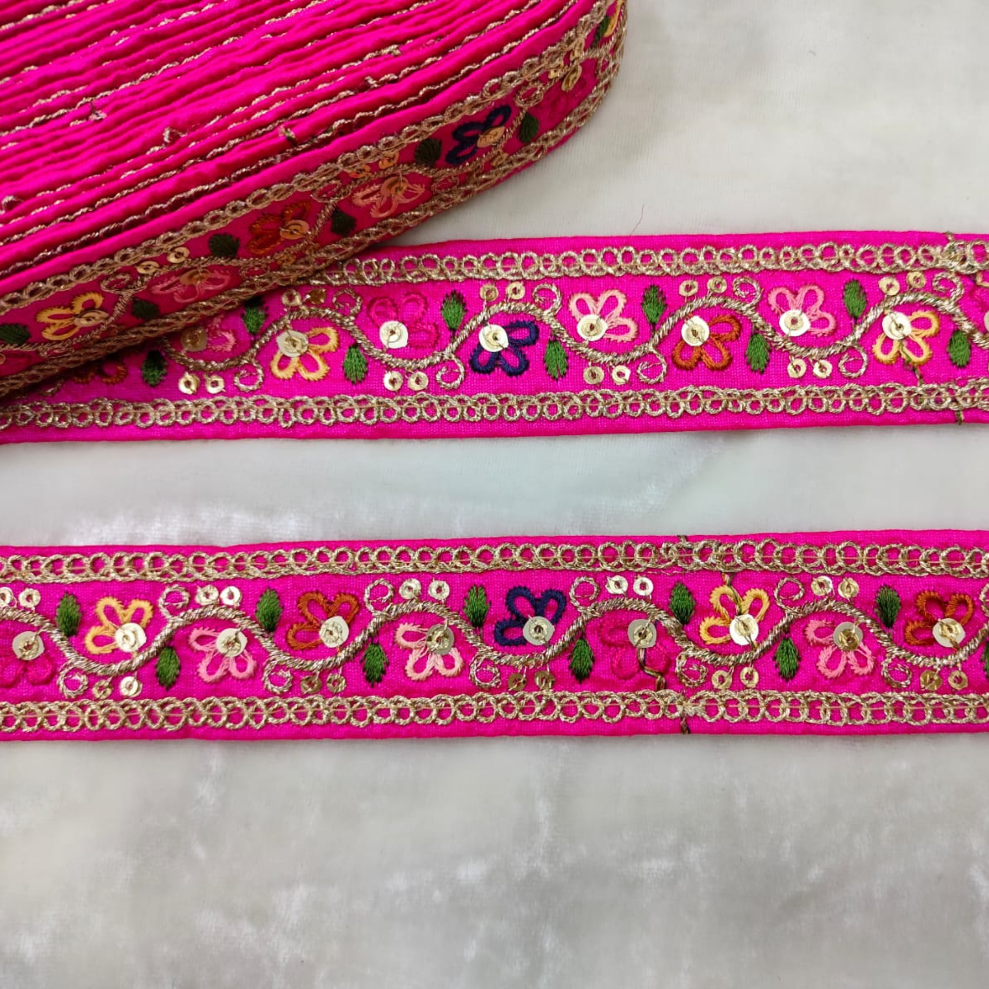 Vibrant Multicolor Floral Lace Trim
