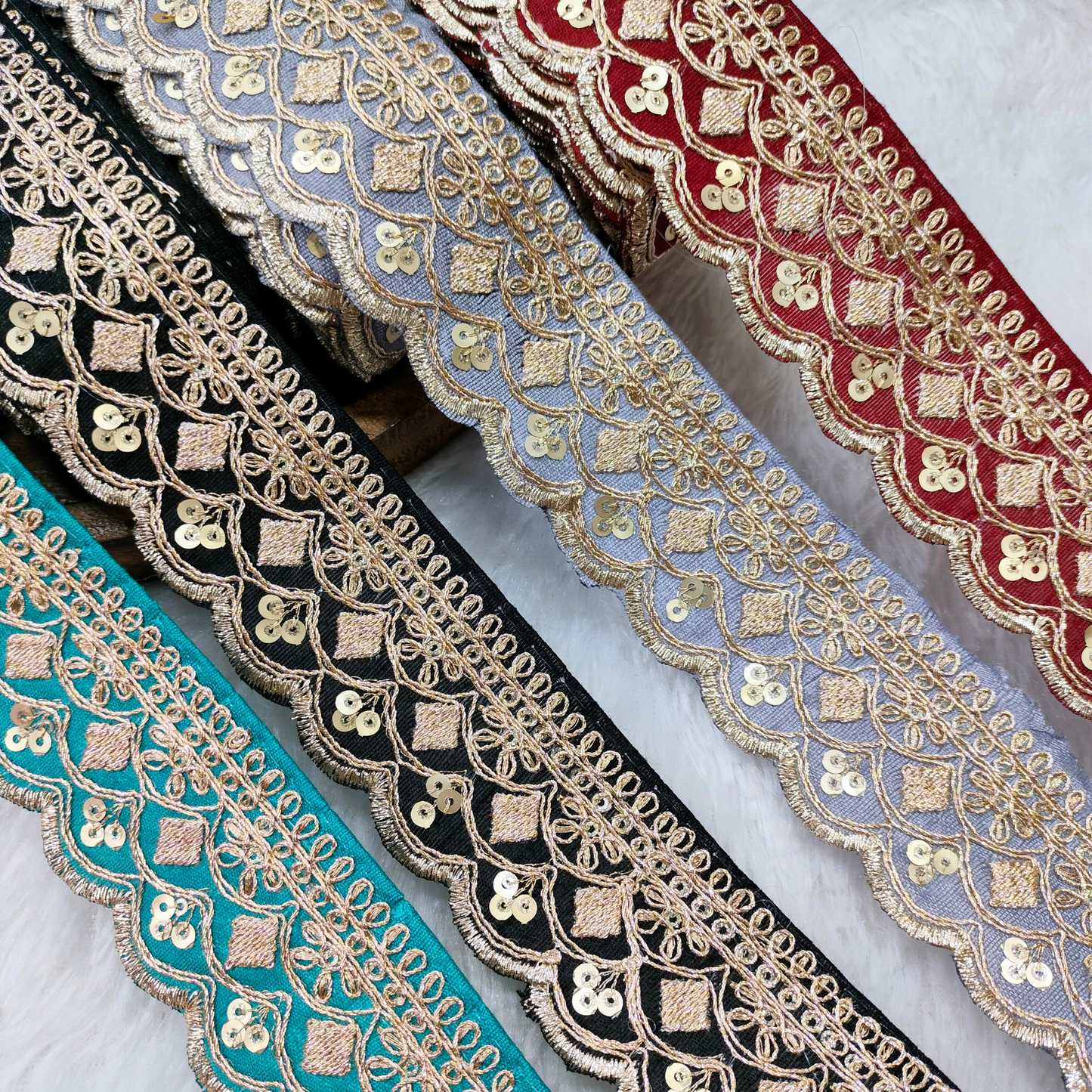 Fancy Zari Blue Embellished Trim
