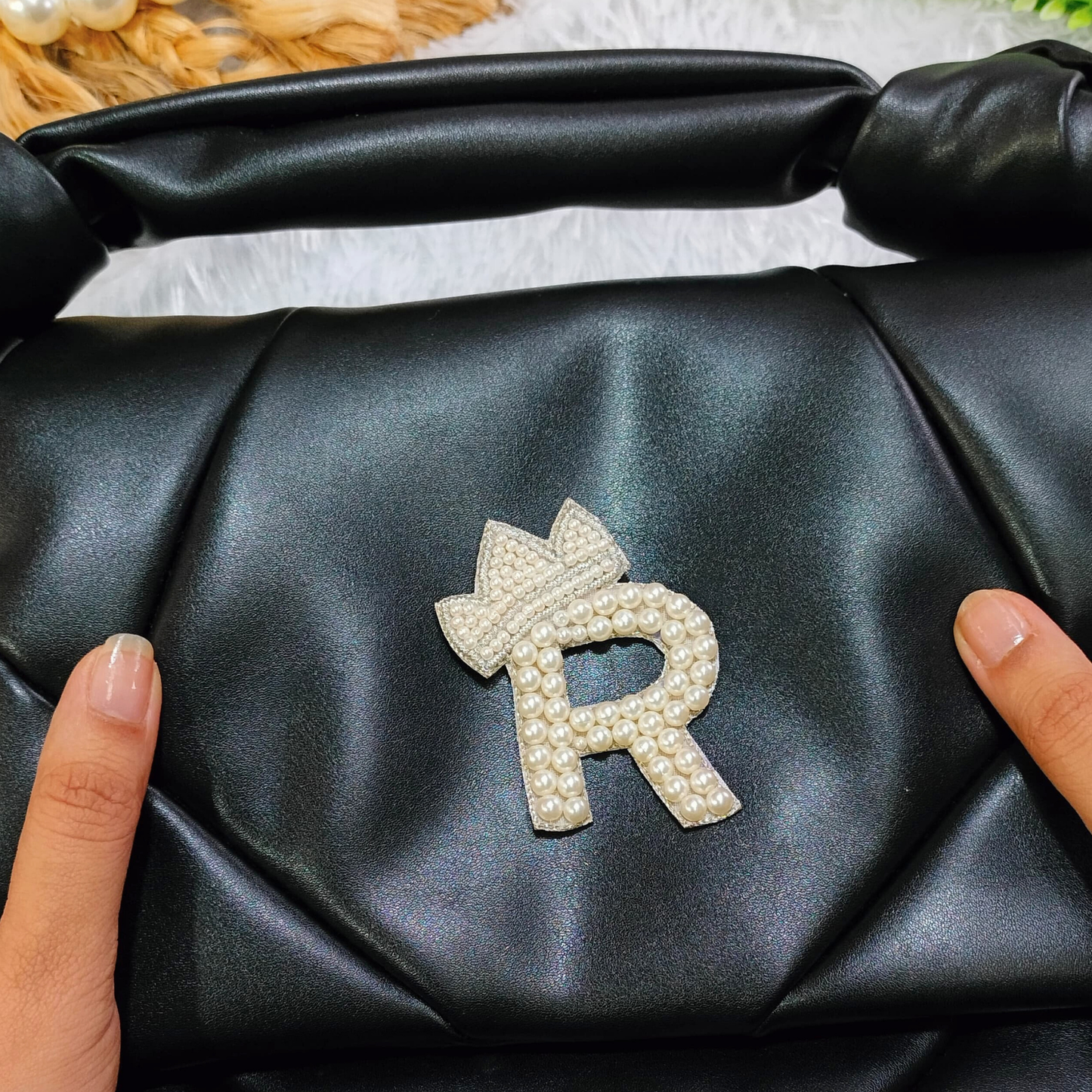 Regal Pearl Crown Alphabet 'R' Patch