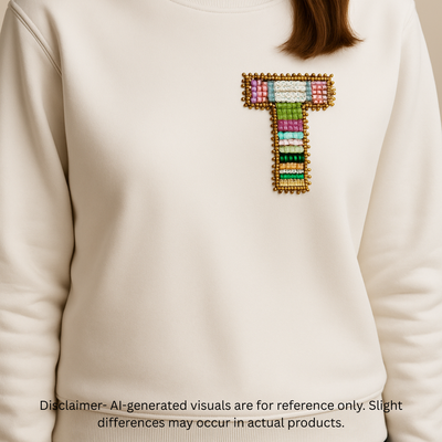 Color burst Alphabet 'T' Handmade Patch hover image