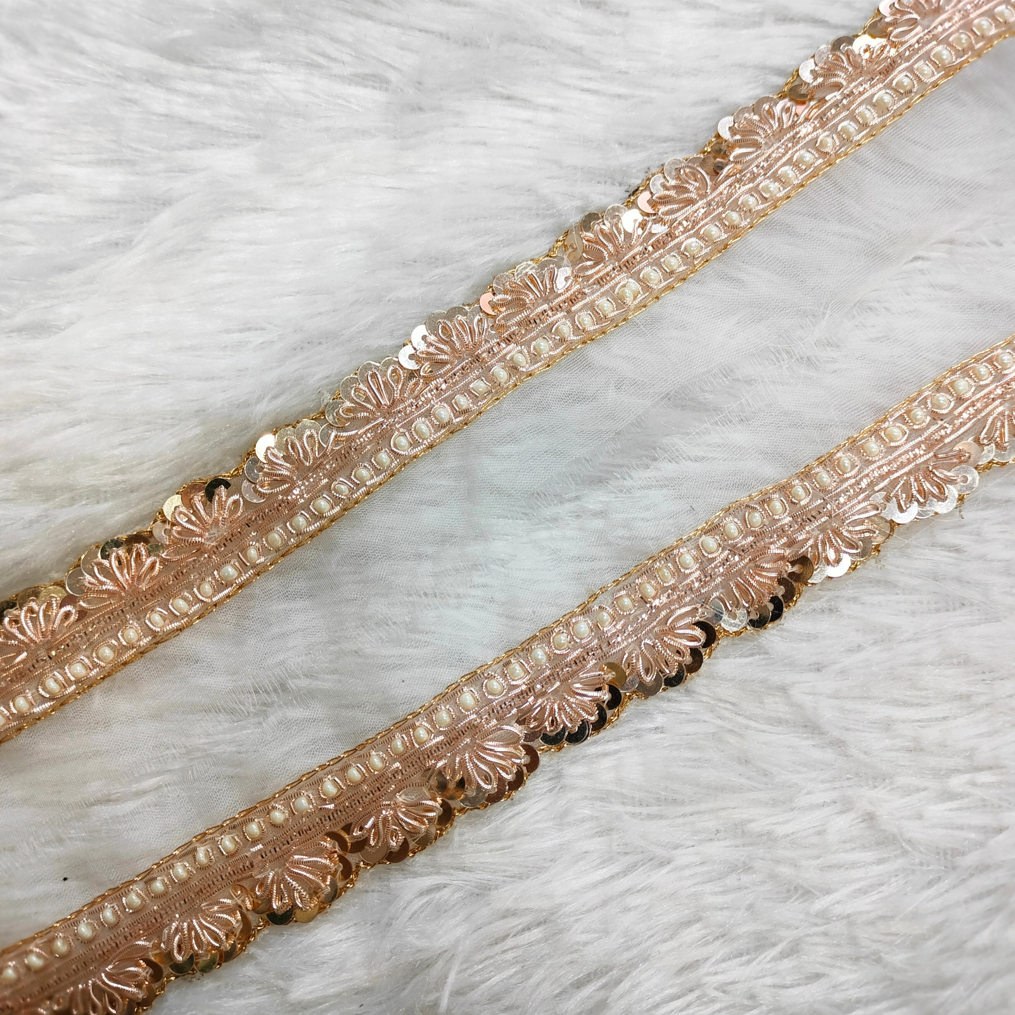 Rose Gold Pearl Lace Border