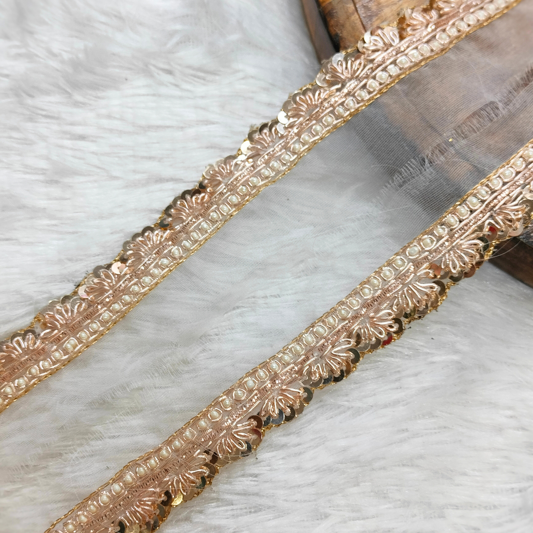 Rose Gold Pearl Lace Border