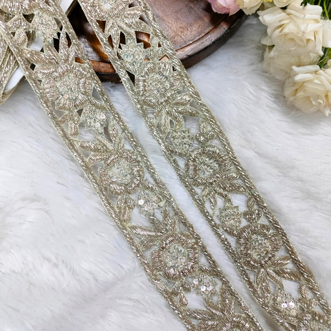 Water Gold Handcrafted Zardozi Trim