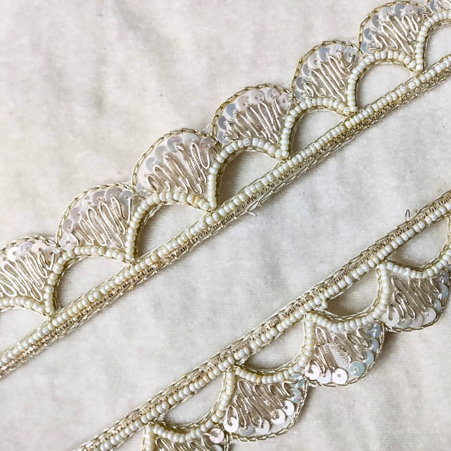 White Handwork Zardozi Work Lace