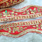 Red Gota Embellished Handwork Trim