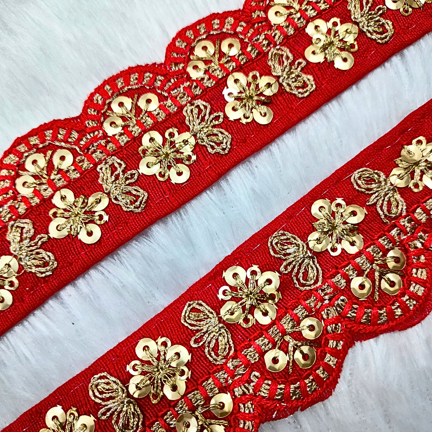 Red Fancy Embellished Trim