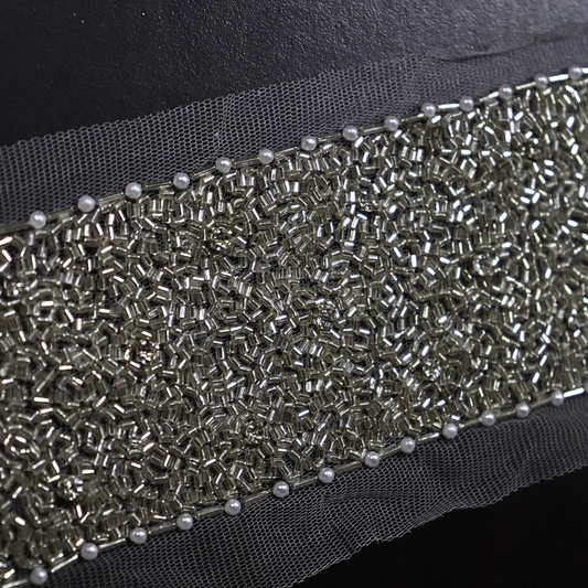 Silver Sequin Handwork Trim