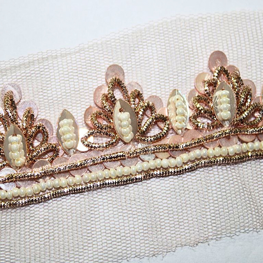 Rose Gold Embellished Handwork Trim