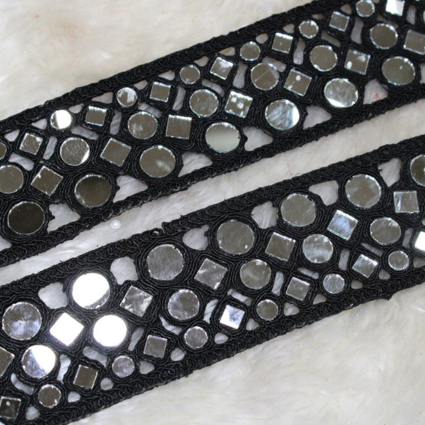 Black Base Mirror Embellished Trim