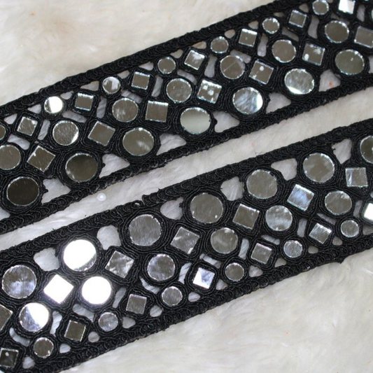 Black Base Mirror Embellished Trim