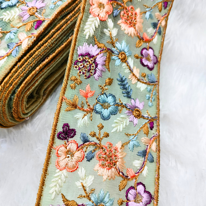 Vibrant Multicolor Floral Embroidery Trims