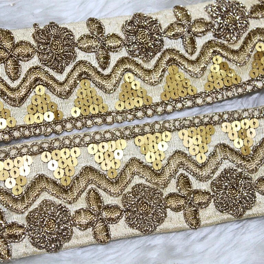 Radiant Golden Zari Sequin Embellishment