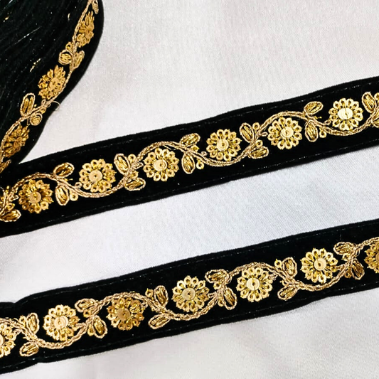 Black Fancy Sequin Work Trim