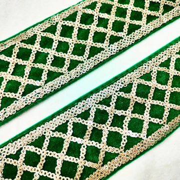 Green Fancy Zari and Thread Work Embroidered Border