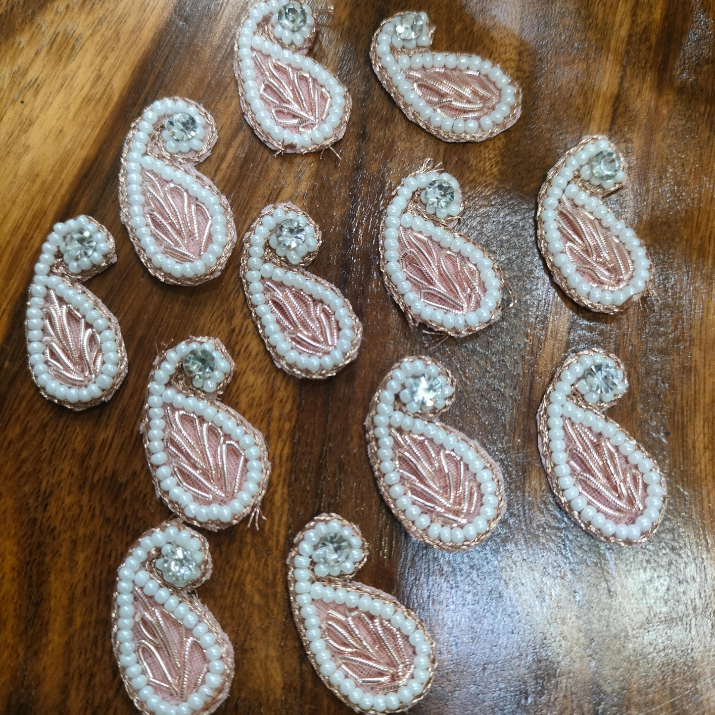 Rose Gold Zari Patch with White Pearls