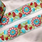 Blue Multicolor Embroidered Trim