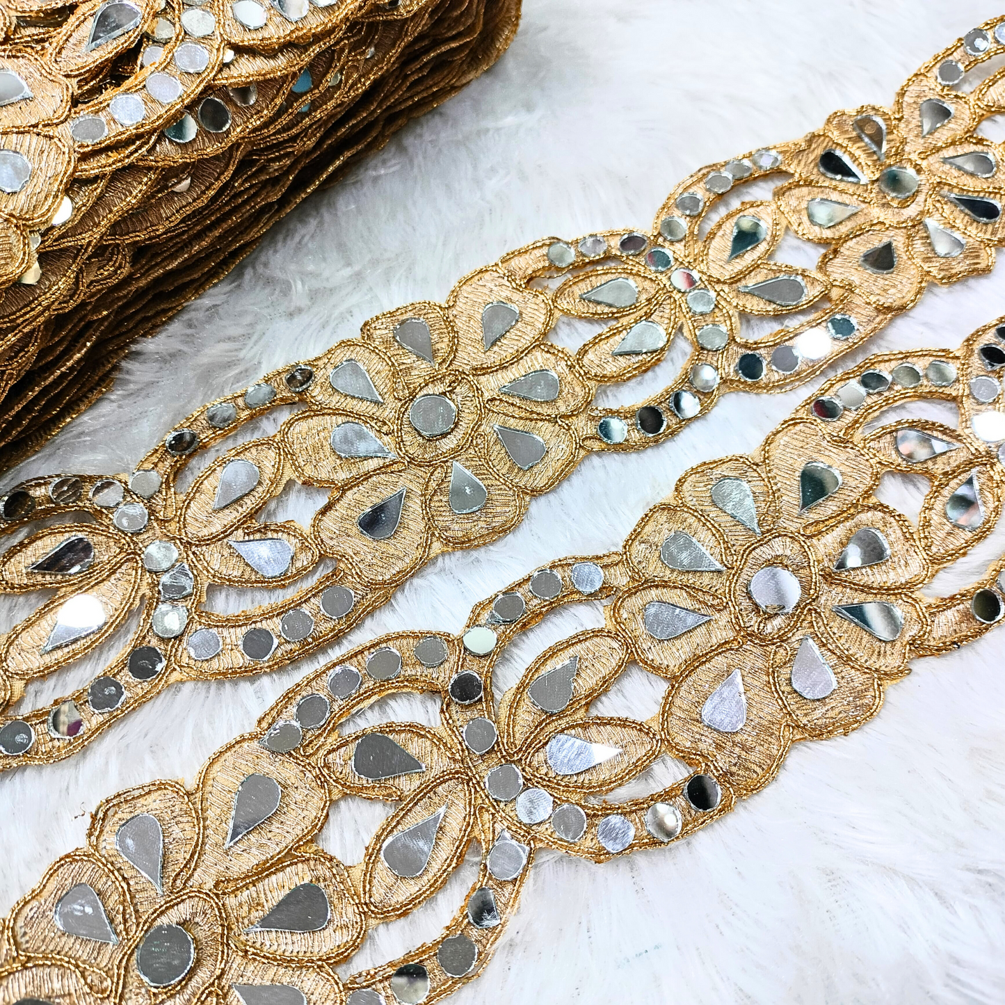 Golden Mirror Embellished Trim