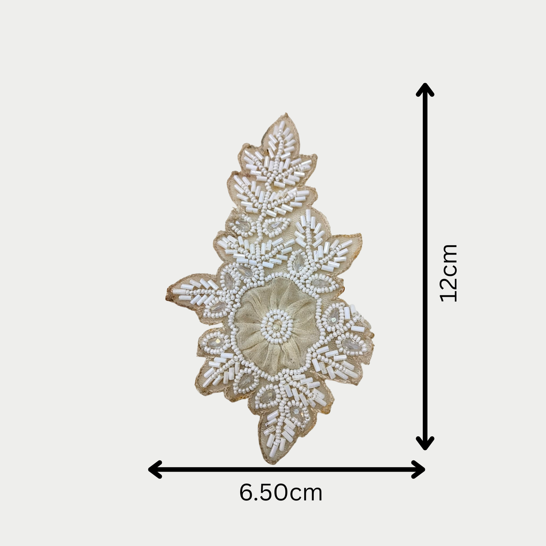 White Pearl Floral Hand-Embroidered Patch