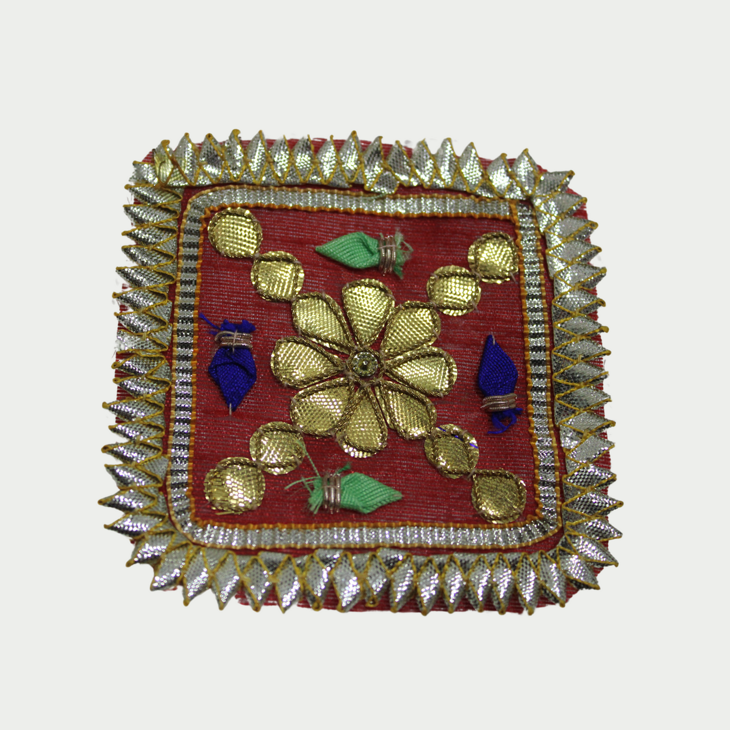 Red Square Embellished Gota Patch (12 Pieces)