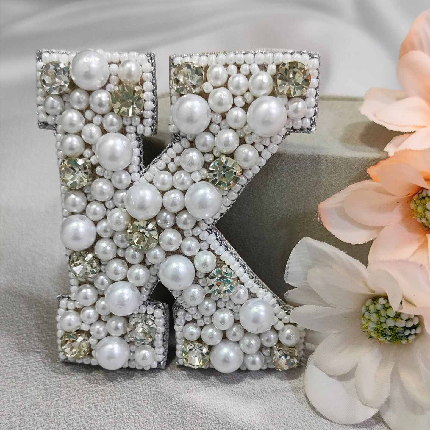 Stone & Pearl Alphabet 'K' Patch