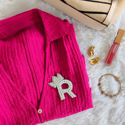 Regal Pearl Crown Alphabet 'R' Patch hover