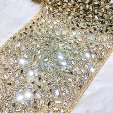 Heavy Gold Mirror Work Net Lace
