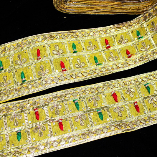 Yellow Handcrafted Gota Trim