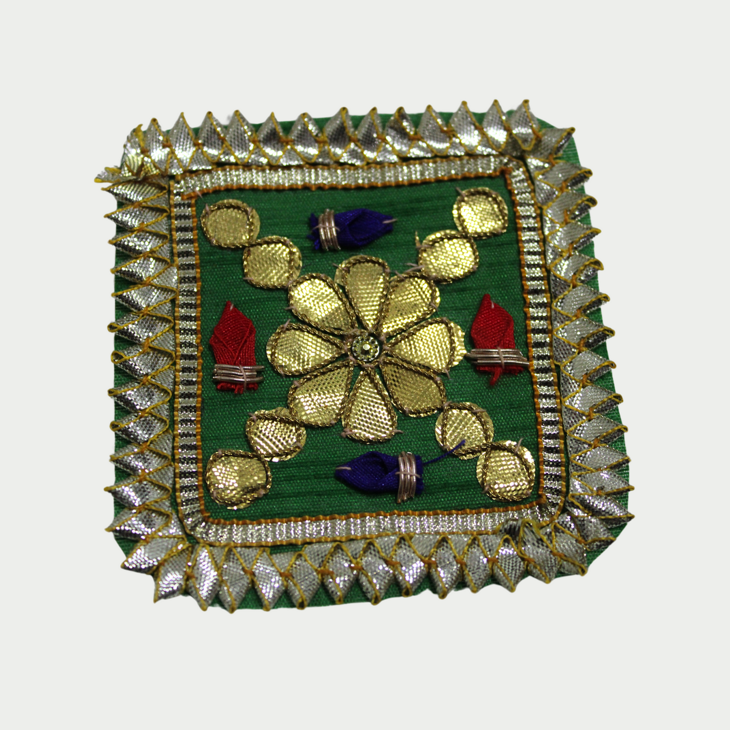 Green Square Embellished Gota Patch (12 Pieces)