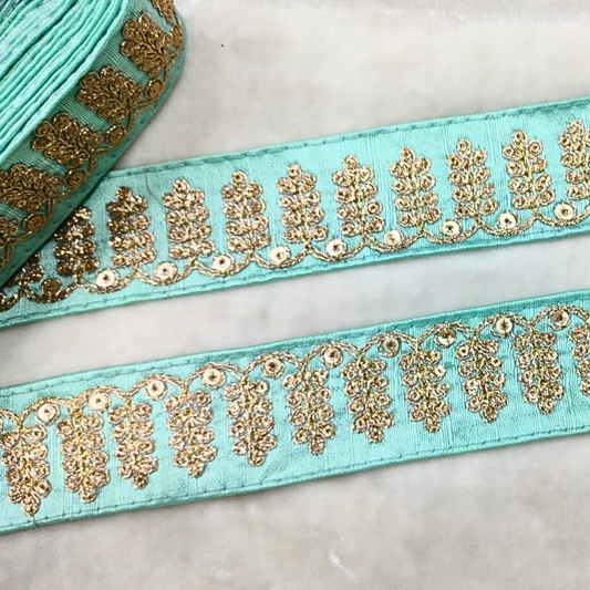 Turquoise Embellished Fancy Trim