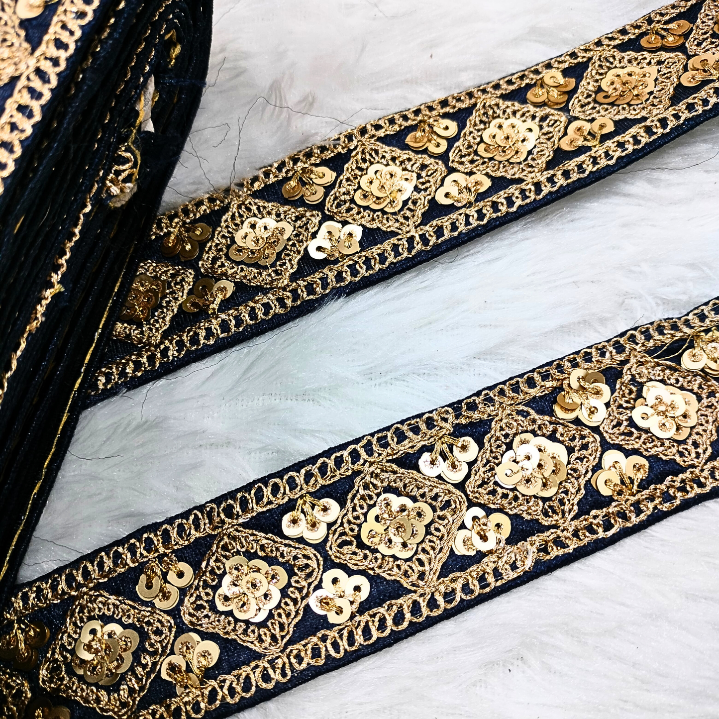 Royal Blue Fancy Zari Embellished Trim