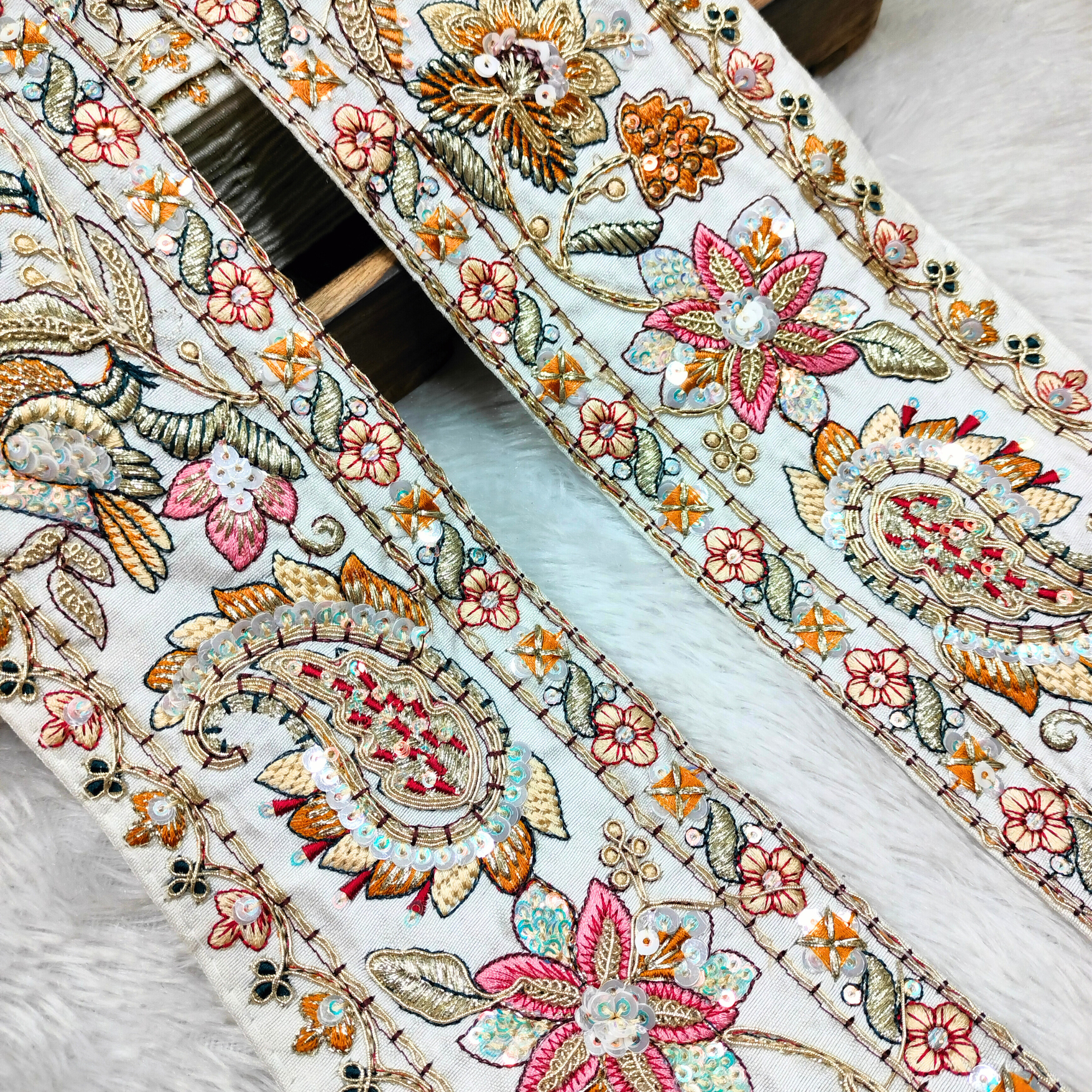 Heritage Floral Hand-Embroidered Lace
