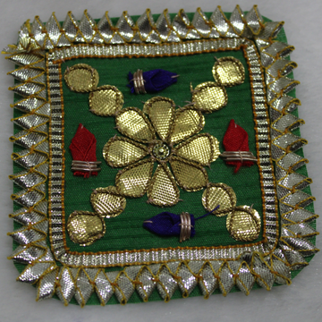 Green Square Embellished Gota Patch