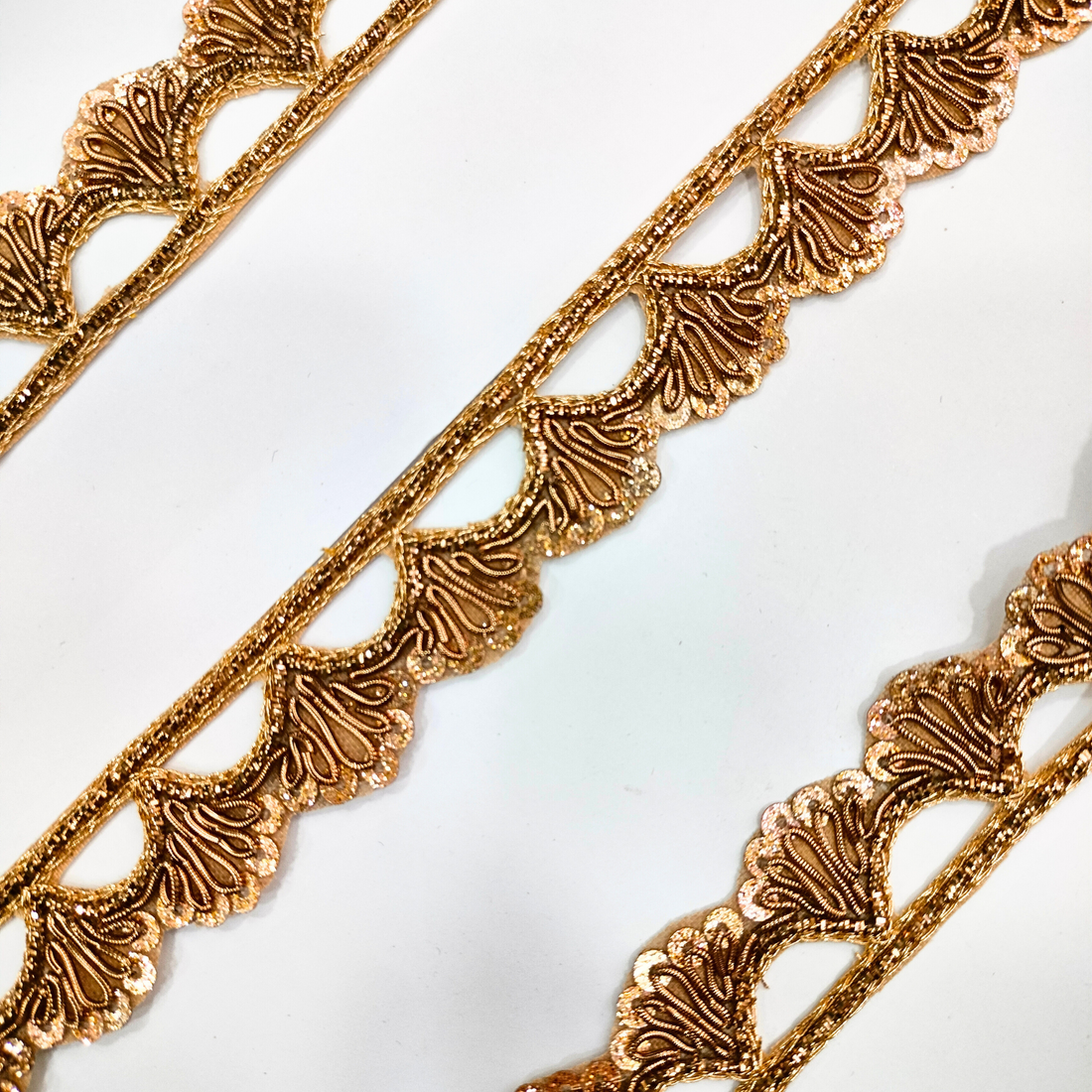 Antique Gold Sequins Handwork Zardozi Lace