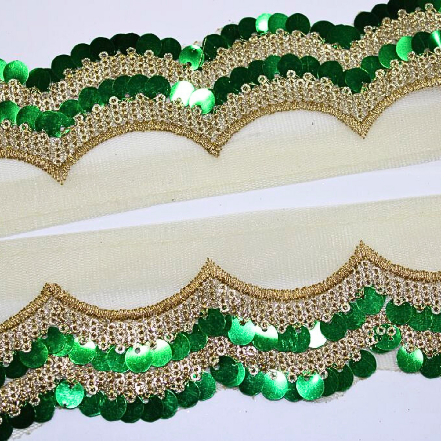 Vibrant Green Sequin Coin-Shaped Trim