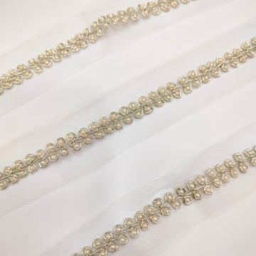 Light Gold Pearl Drop Floral Lace