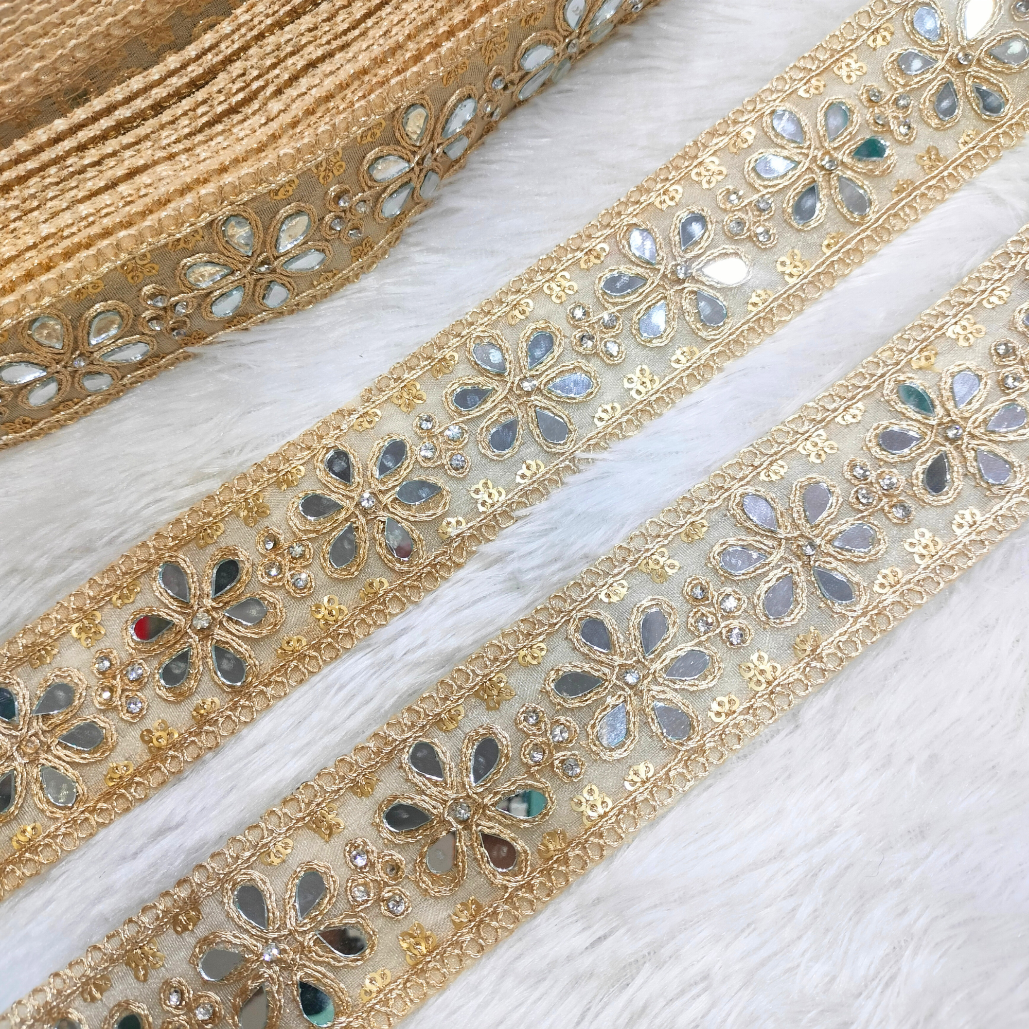 Mirror And Stone Embellished Trim