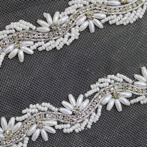 Beads & Stone Embellished Handwork Lace