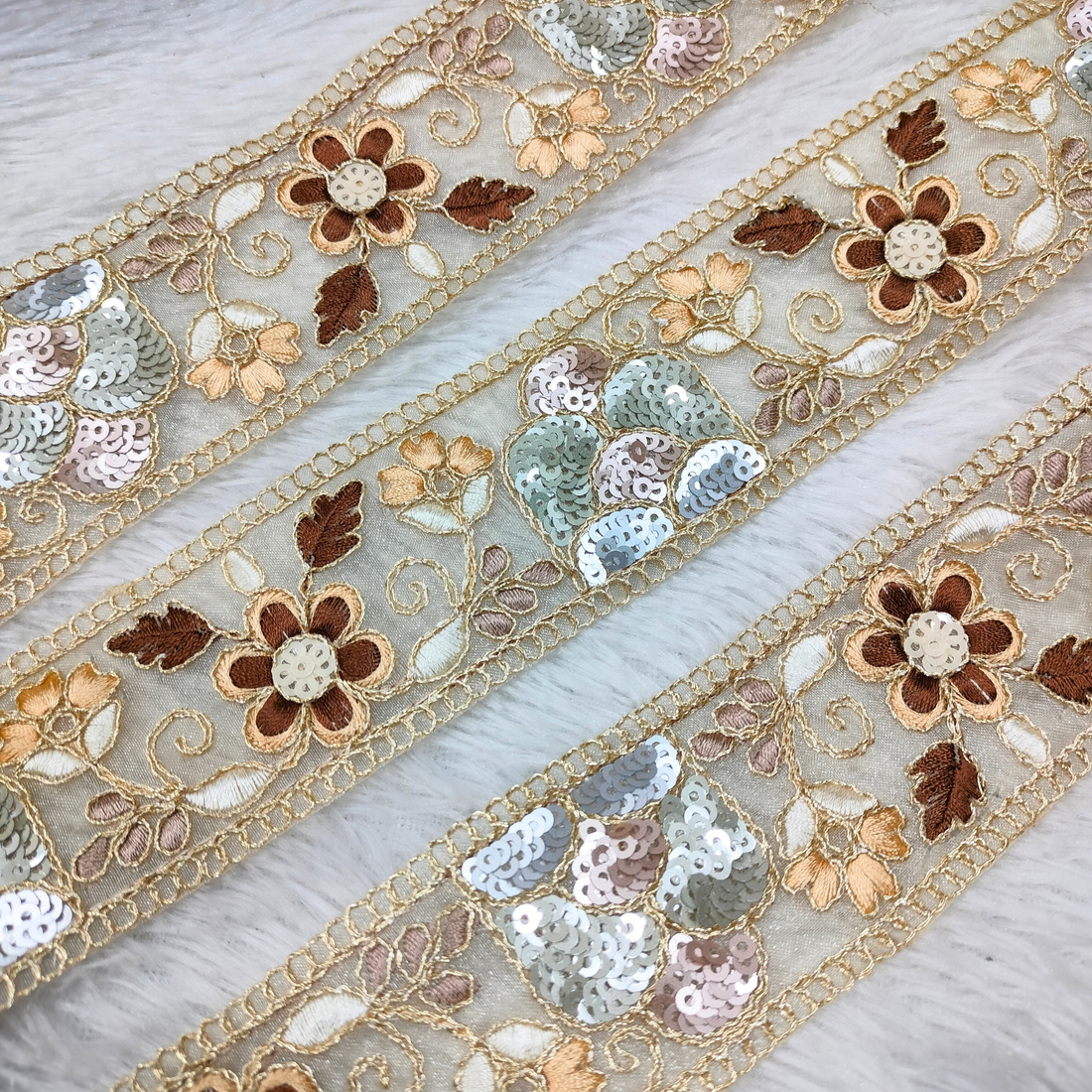 Neutral Floral Sequin Lace