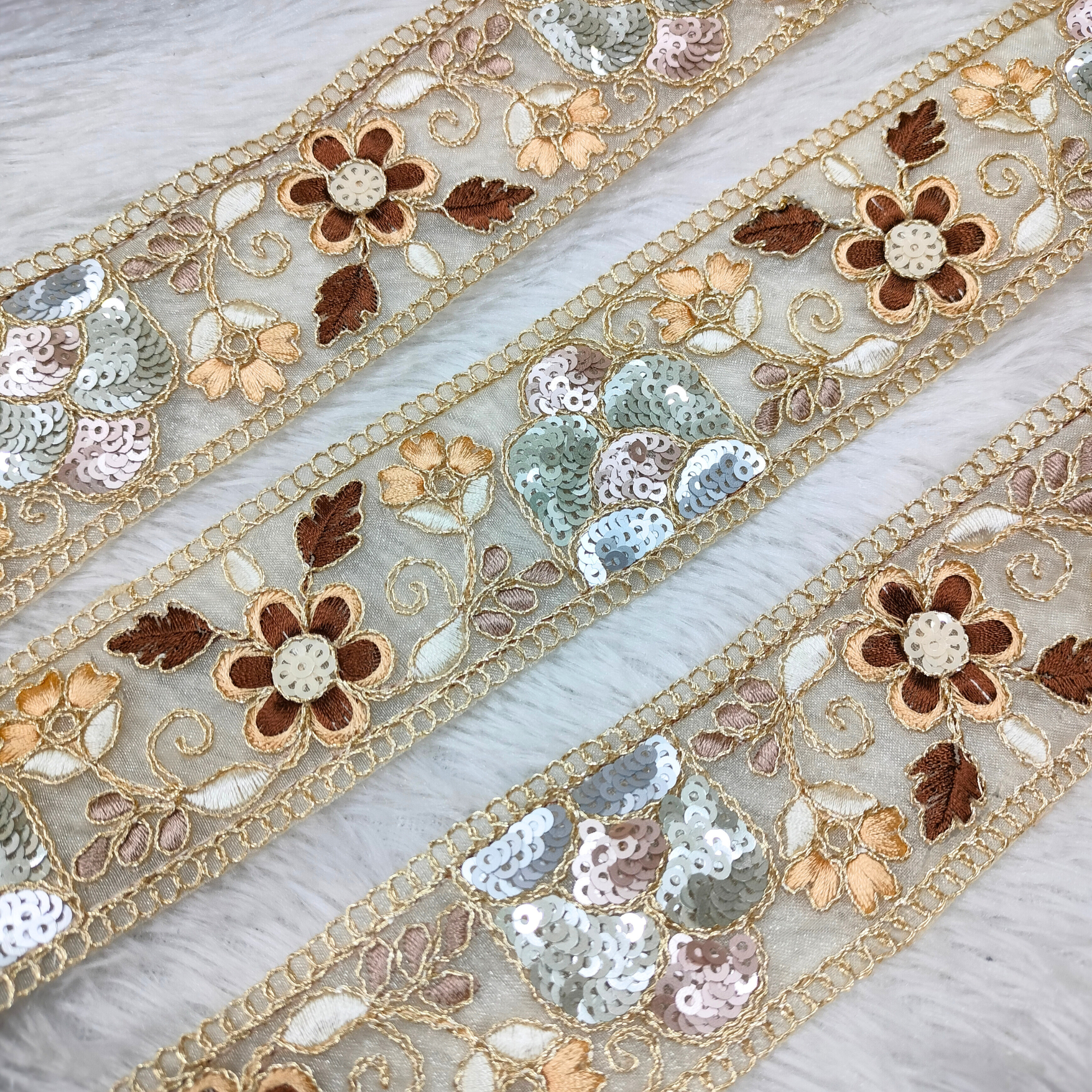 Neutral Floral Sequin Lace